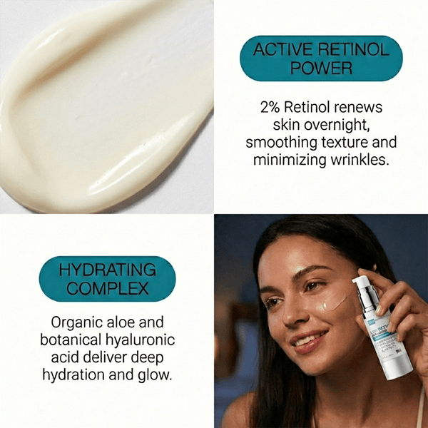 2.5% retinol gel serum contains organic aloe and botanical hyaluronic acid to deliver deep hydration and glow