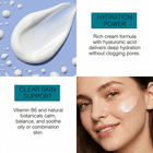 clear skin oil-free moisturizer is a rich cream formula with hyaluronic acid which delivers deep hydration without clogging pores