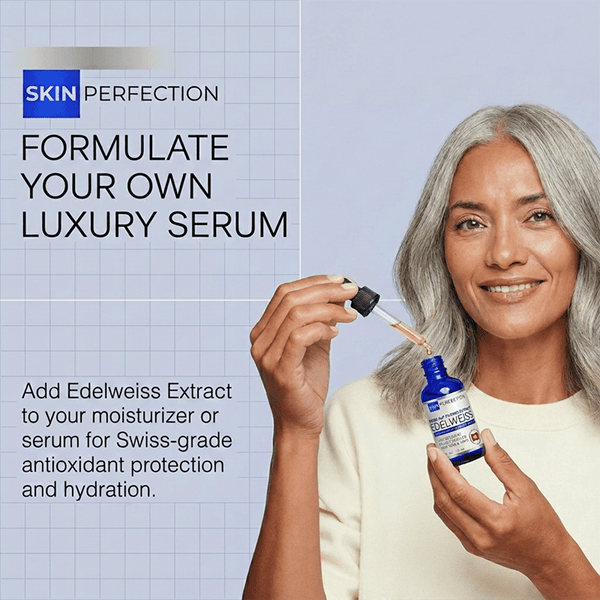 edelweiss is a diy serum booster that provides Swiss-grade antioxidant protection and hydration