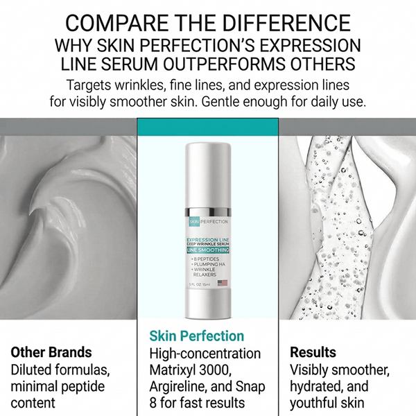 expression line deep wrinkle serum from Skin Perfection targets wrinkles, fine lies, and expression lines for visibly smoother skin