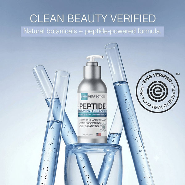 foaming peptide cleanser contains natural botanicals and peptide-powered formula