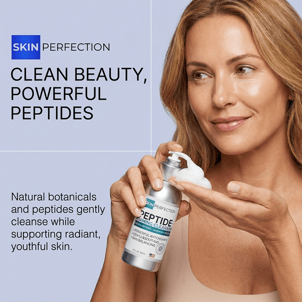 foaming peptide cleanser contains natural botanicals and peptides that gently cleanse while supporting radiant, youthful skin