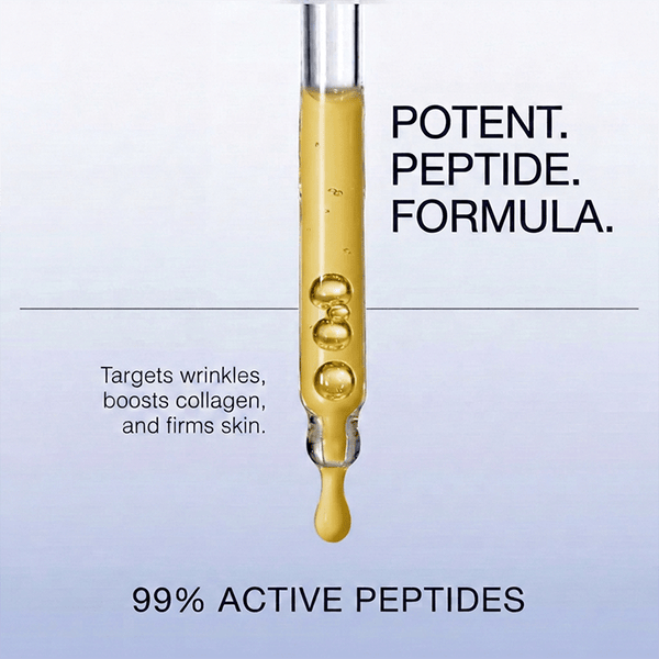 super peptide serum with 99% peptides targets wrinkles, boosts collagen, and firms skin