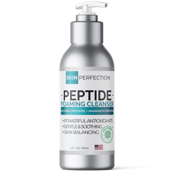 Peptide foaming cleanser with natural peptides for a gentle clean