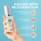 Hand holding a Skin Perfection retinol anti-aging serum with age-defying benefits