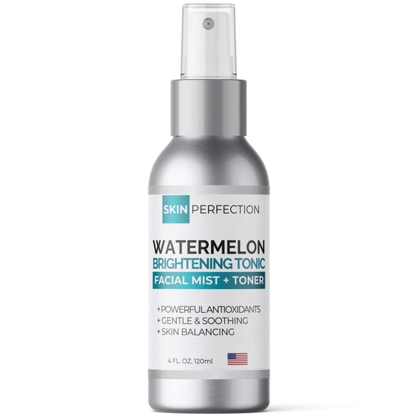 Watermelon Brightening Tonic Facial Mist bottle with spray nozzle labeled paraben-free natural watermelon extract